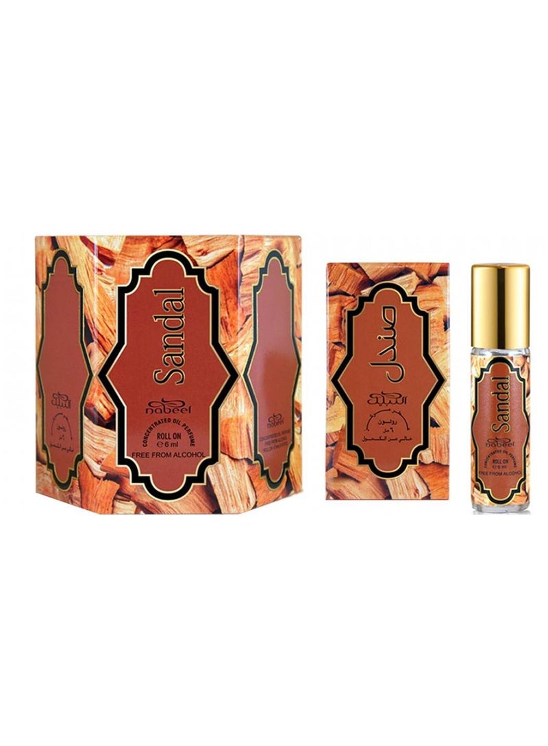 Nabeel 4 Pcs Nabeel Sandal Pure Alcohol-Free Roll On Oil Perfume 6ML Long-Lasting Woody Sandalwood Attar for Men & Women - Image 2